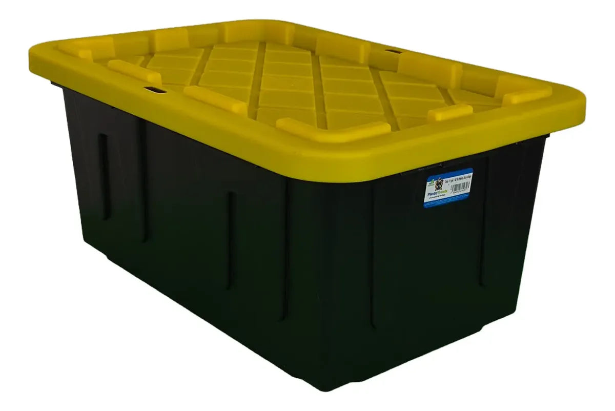 Caja De Plastico Negra Tapa Amarilla 42 Litros Uso Rudo 11ga
