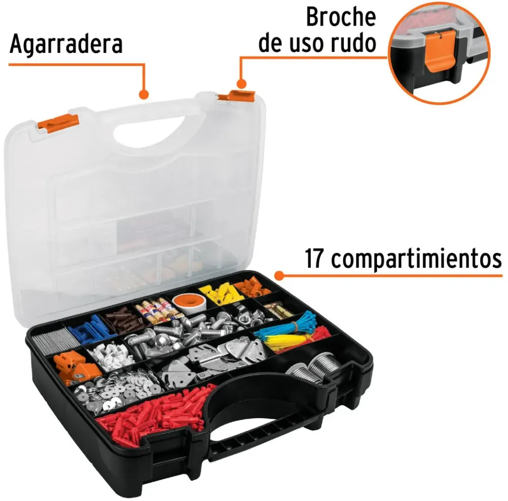 Organizador 17' Reforzado Con 17 Compartimentos, Truper Color Negro
