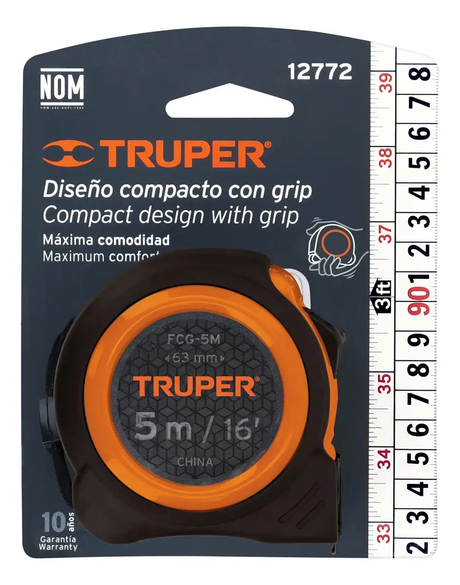 Flexómetro Compacto Con Grip, 5 M, Cinta 3/4' 12772
