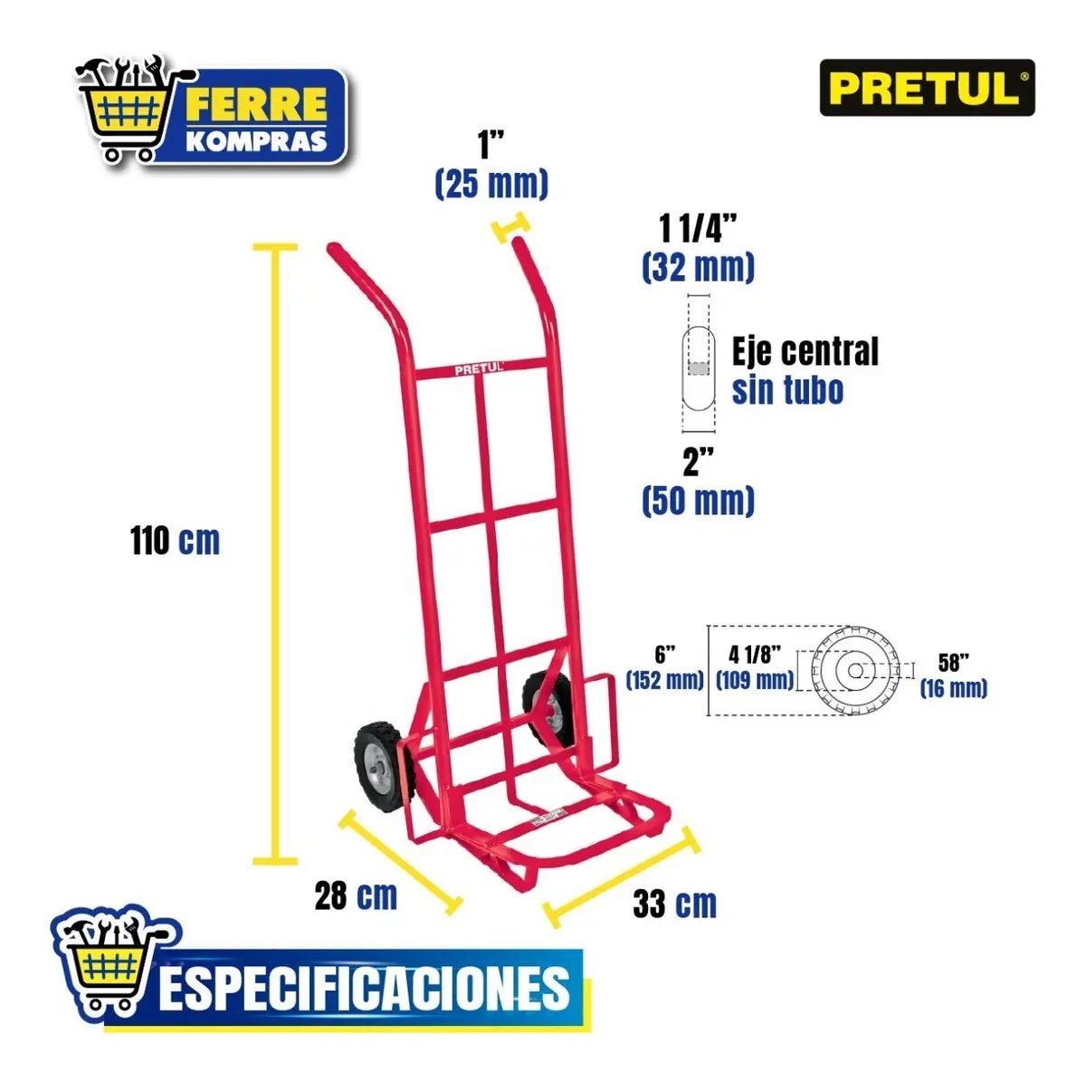 Diablo Carga 100kg Ruedas Sólidas Balero Sen. Fiero 44475