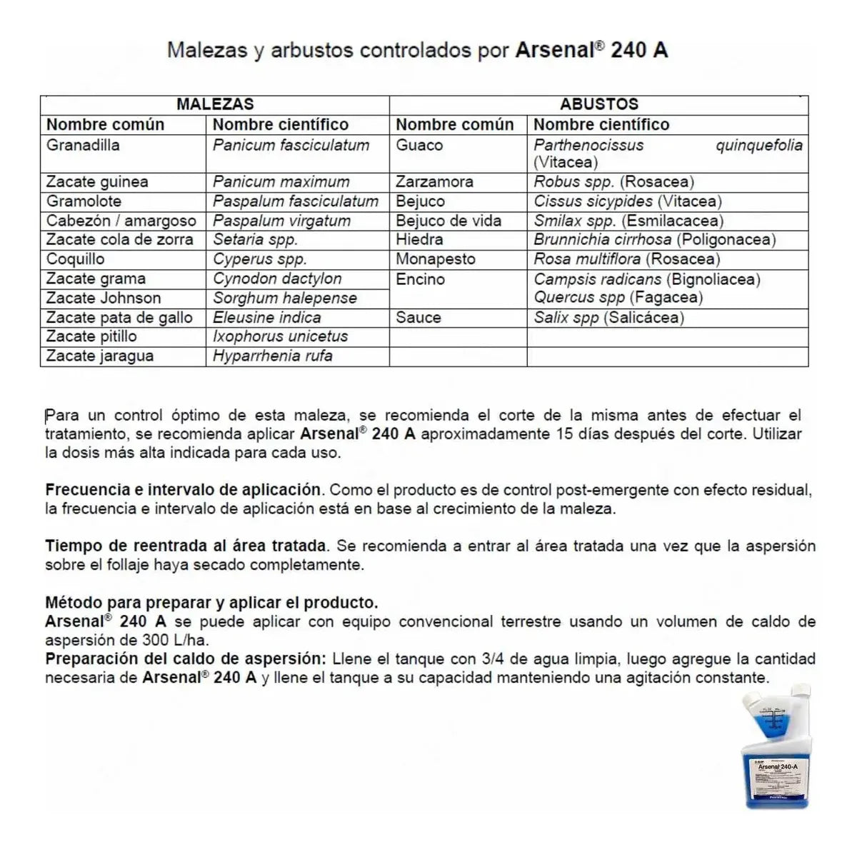 Arsenal Herbicida Pasto Zacate Hierba Dificil 3000 M2 Basf