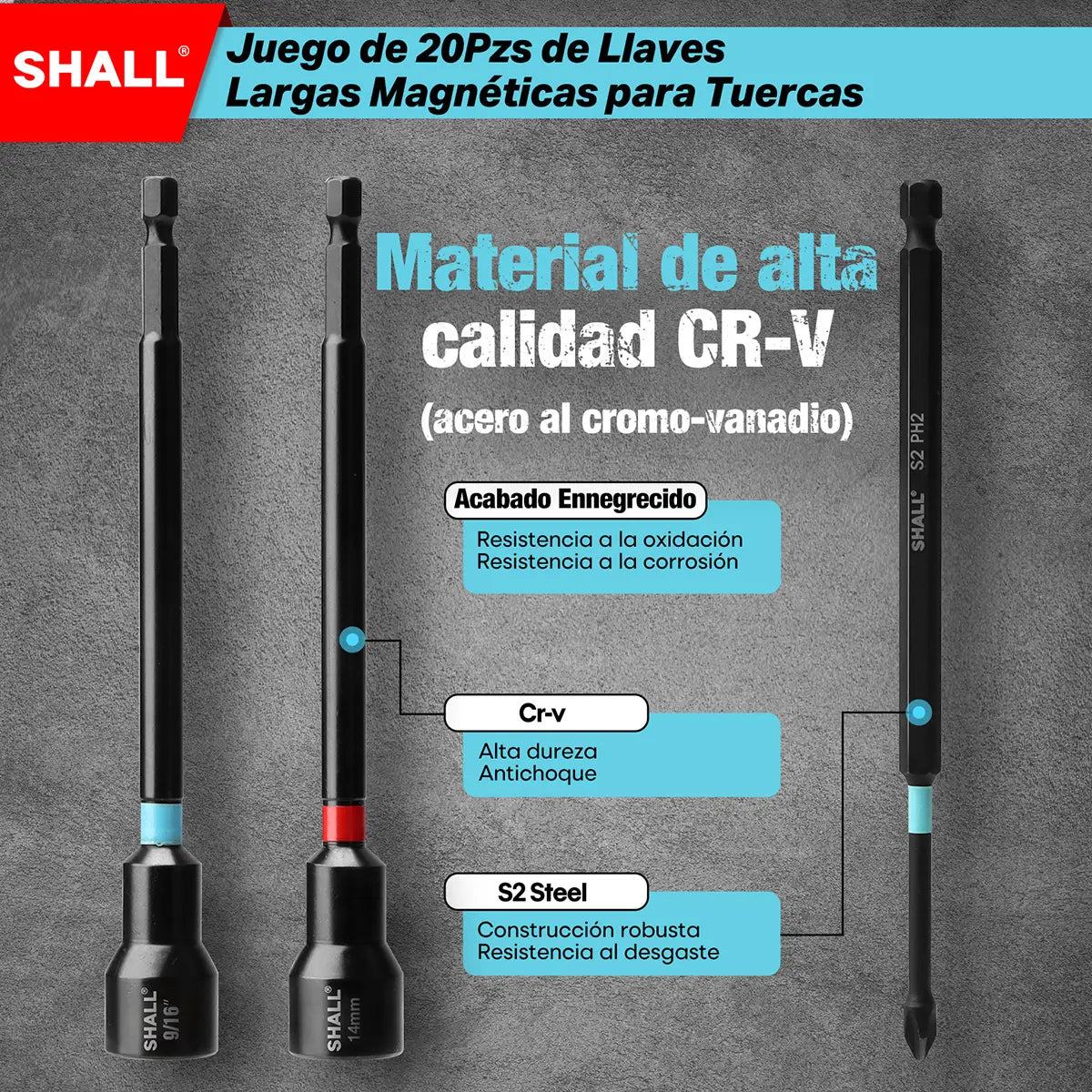Juego De Dados Y Puntas Magneticos Para Taladro Destornillador 6'' 20pzs, SAE Y Métricas Adaptador Para Taladro Extendid