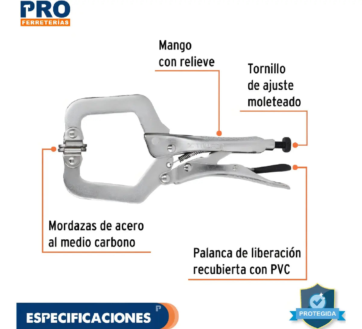 Pinzas Presion T. 'c' 6' Mordaza Ajustable Truper 17413
