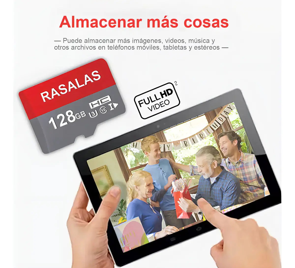 Tarjeta micro SD 128GB Rasalas UHS-I Clase 10 con Adaptador 90MB/s