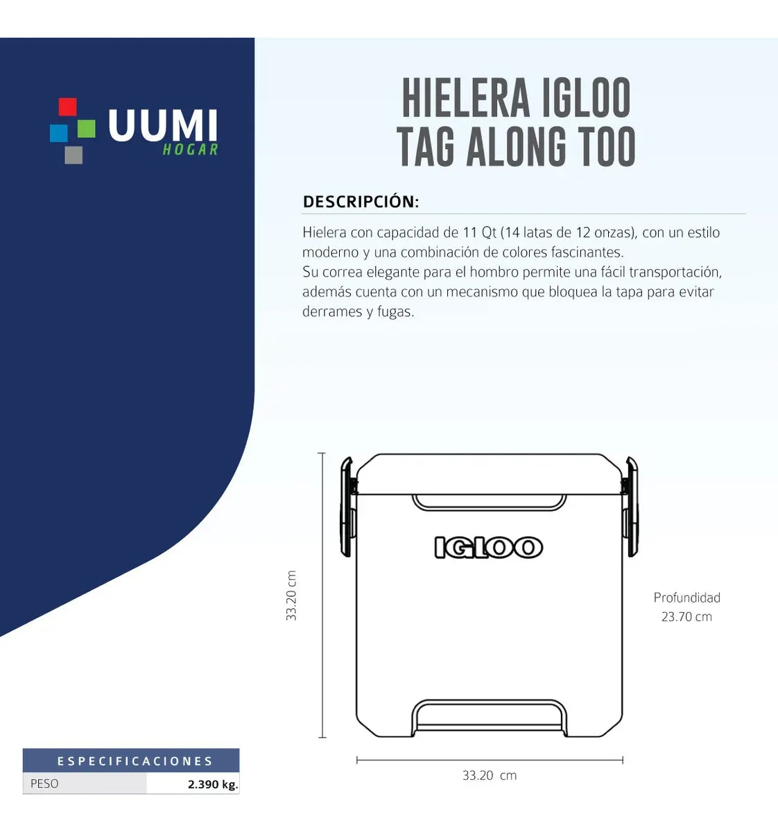 Hielera Igloo Ta Too Cooler 11 Qt 14 Lata Correa Ajustable P Color Lila