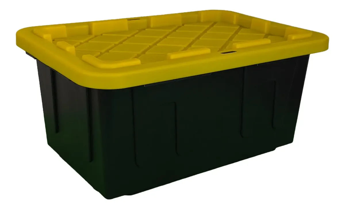Caja De Plastico Negra Tapa Amarilla 42 Litros Uso Rudo 11ga