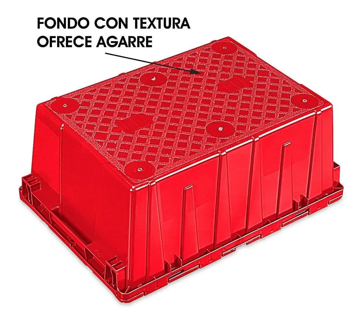 Contenedores Plásticos De Almacen - 51x36x21cm, Rojo - 3/paq
