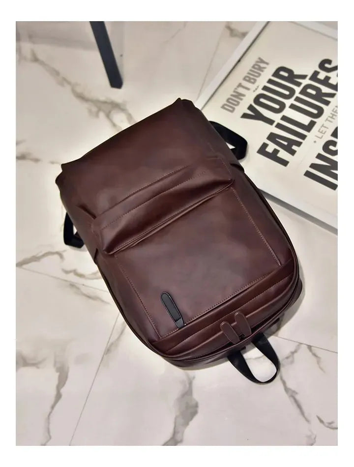 Mochila Para Laptop 15 Pulgadas Mochilas Para Mujer Hombres Impermeable Cuero Pu Retro Moda Casual Bolso De Viaje Escuel