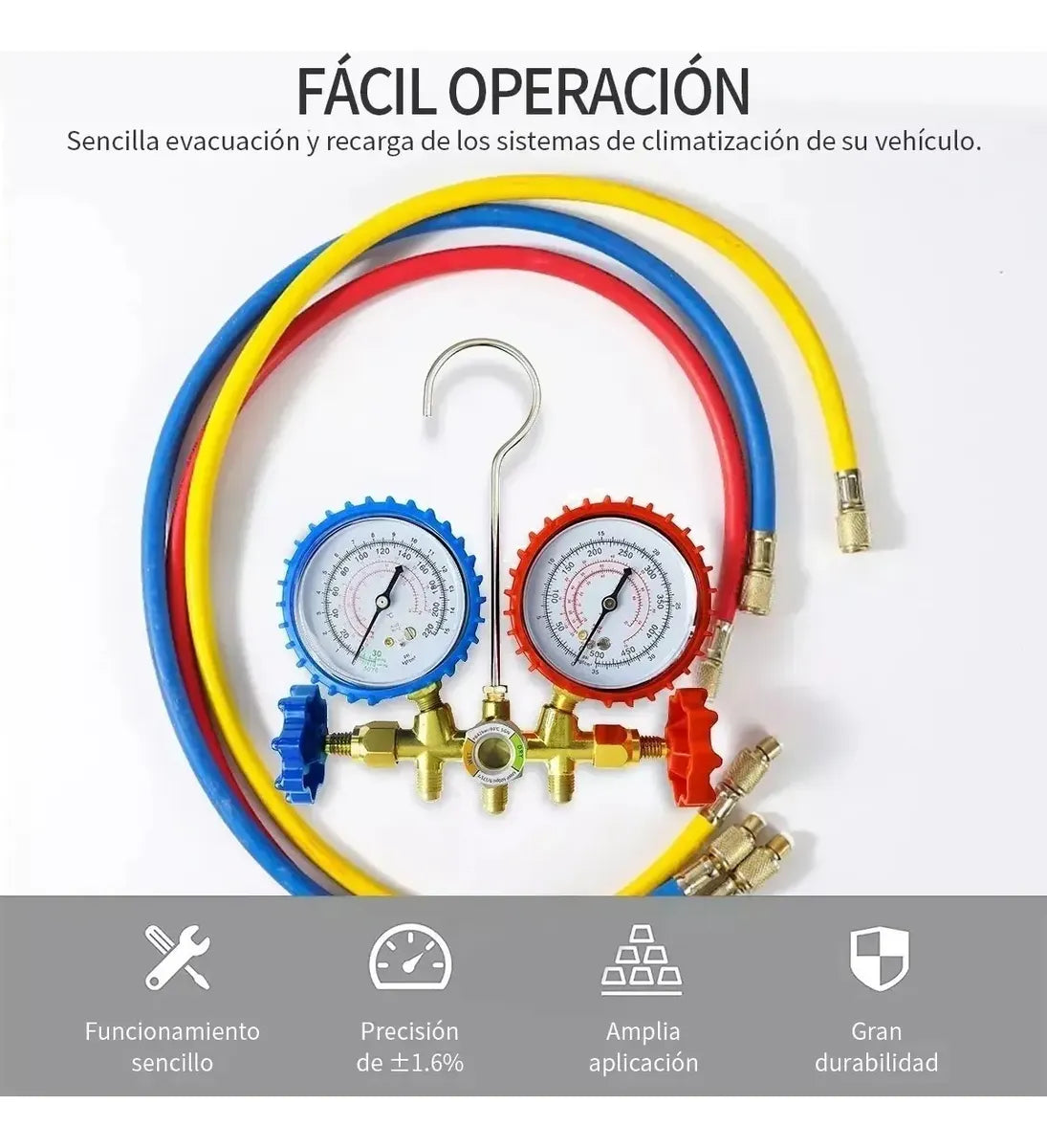 Juego Manometros Refrigeracion R410a R134a R22 R404a+5cabeza
