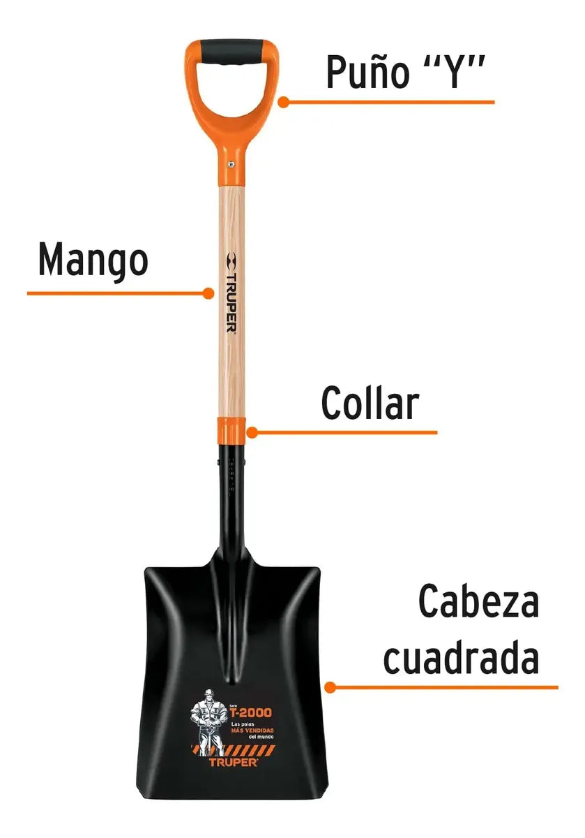 Pala Cuadrada Modelo Español Construccion Uso Rudo 105 Cm