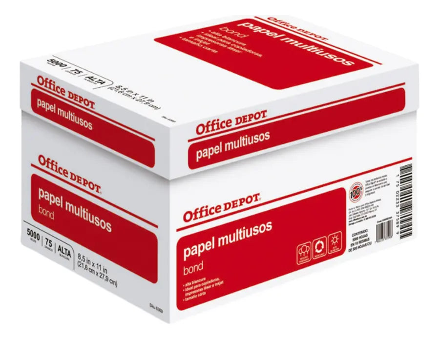 Caja De Papel Office Depot 5000 Hojas Color Blanco