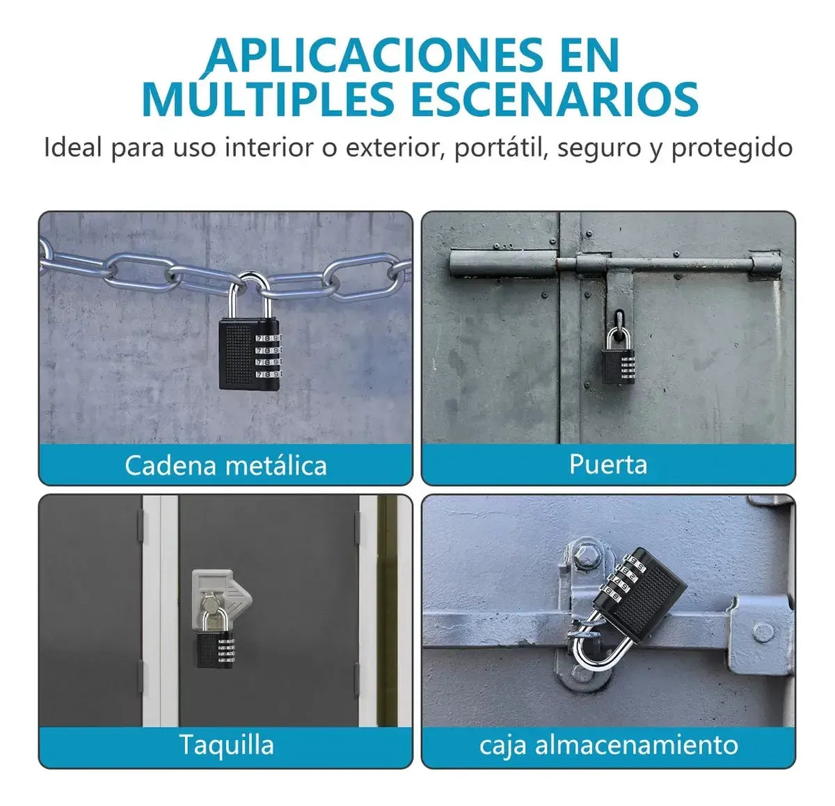 Candado De Combinación De 3 Piezas Con Seguridad De 4dígitos