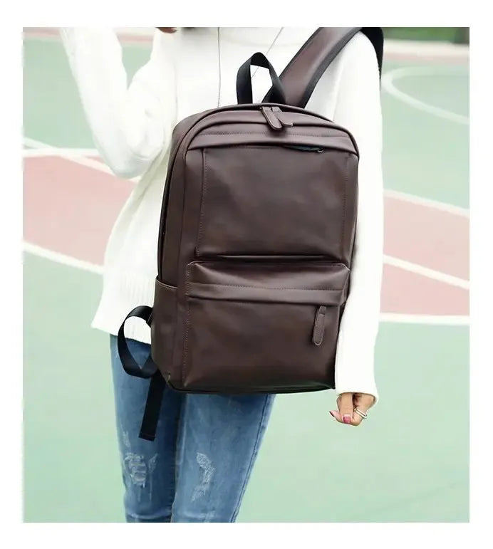 Mochila Para Laptop 15 Pulgadas Mochilas Para Mujer Hombres Impermeable Cuero Pu Retro Moda Casual Bolso De Viaje Escuel