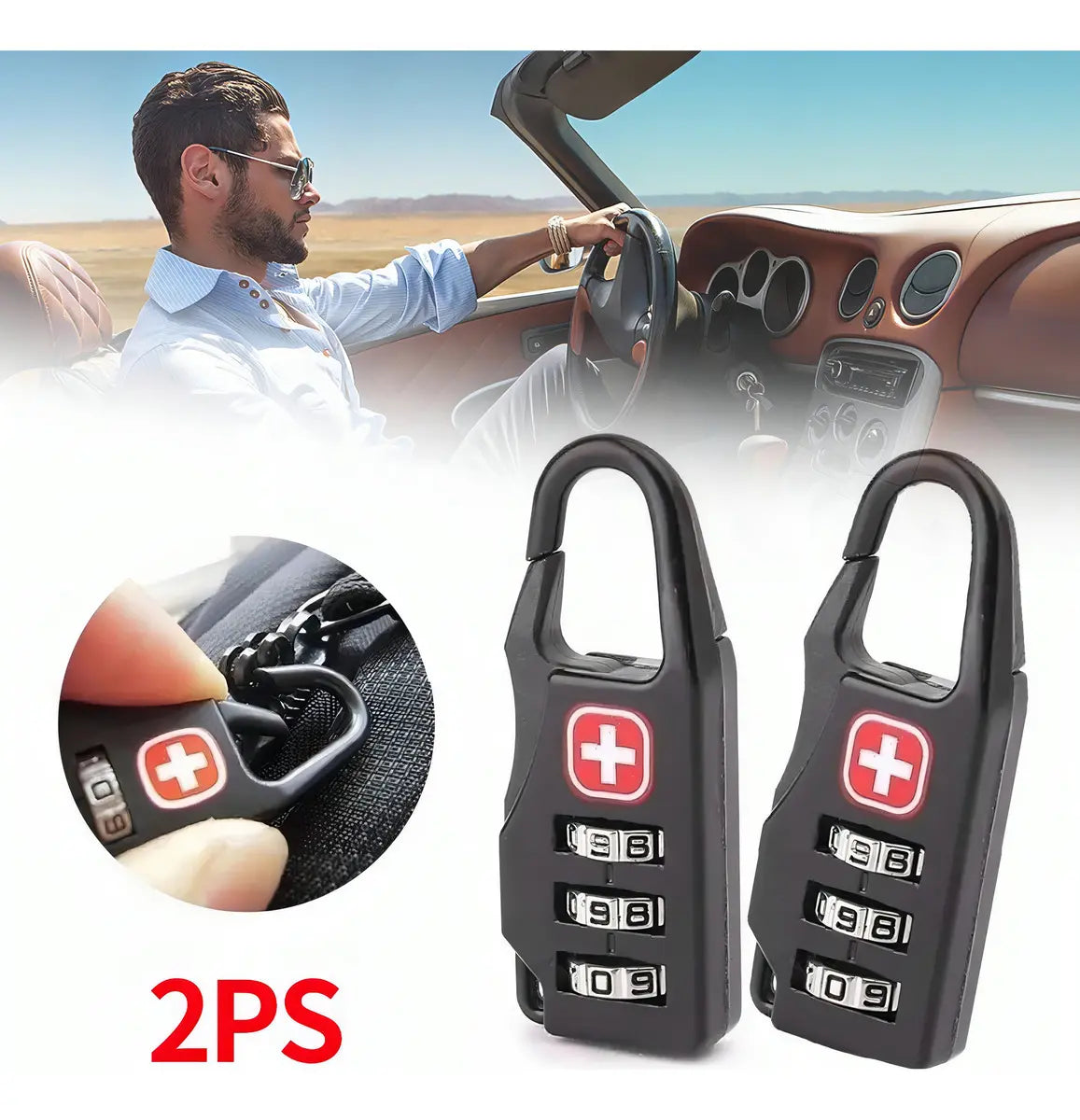 Candado Clave Swiss Negro RUBEN ARMANDO Para Maletas Mochilas