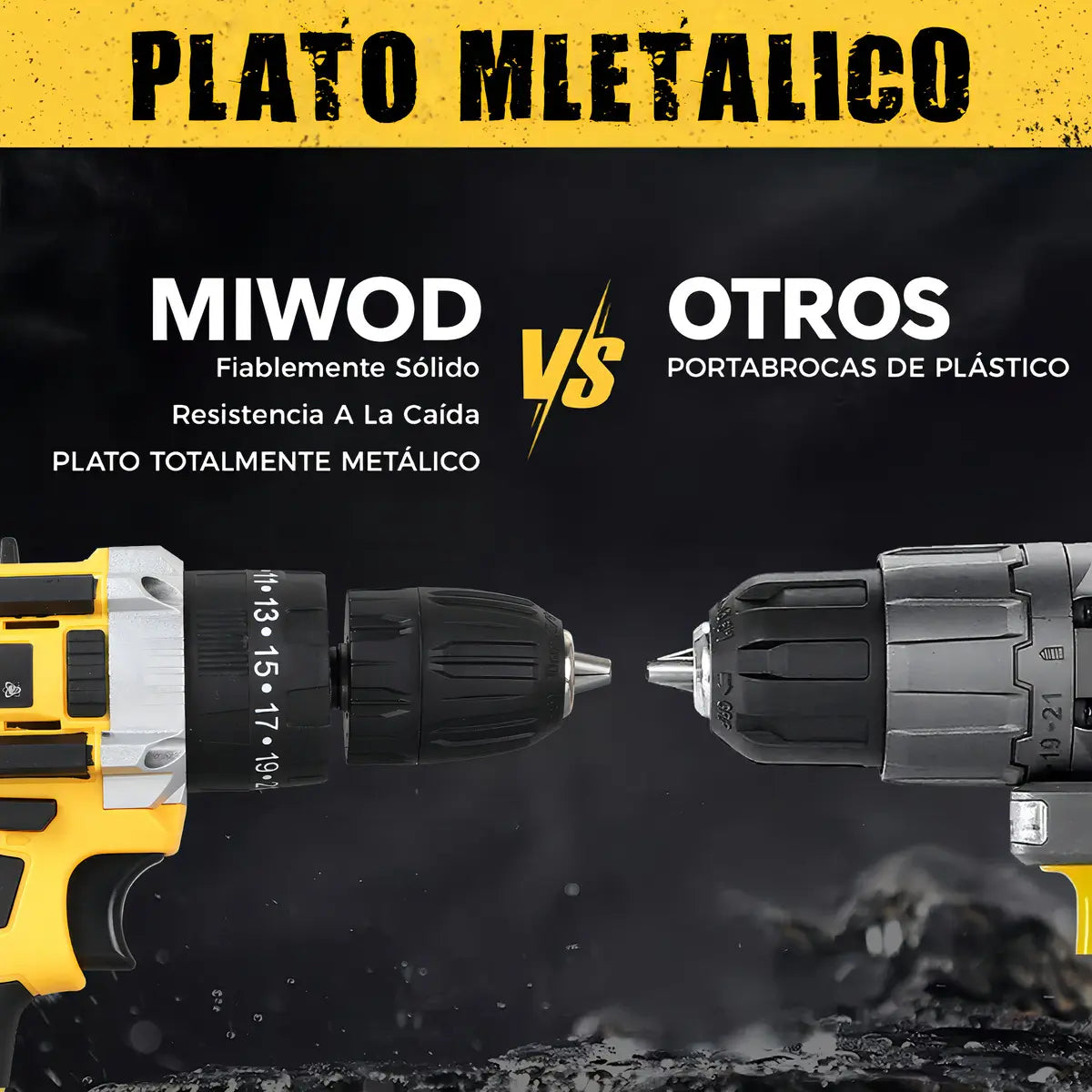 Taladro Atornillador De Impacto Inalámbrico 21v 2 Batería Miwod Miw-dz99 Amarillo