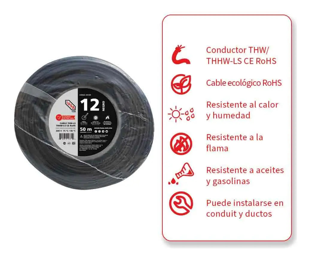 Cable Para Alambrado De Tableros 12 Awg En Bolsa 50 M Color