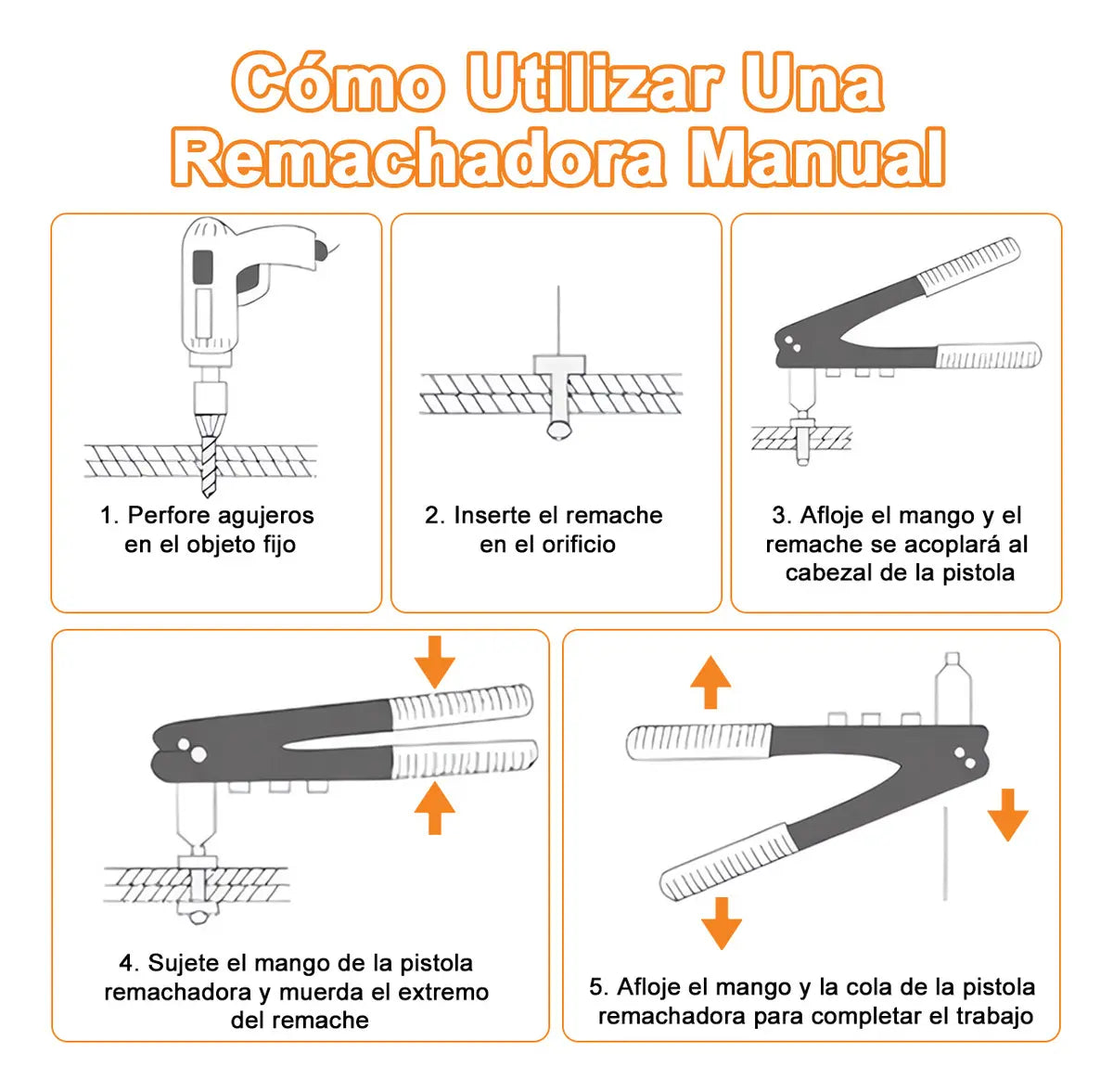 Pistola De Clavos Palet Tuerca Remache Remachadora Manual 201pzs, Portátil Profesional Pistola De Fijación De Pared De C