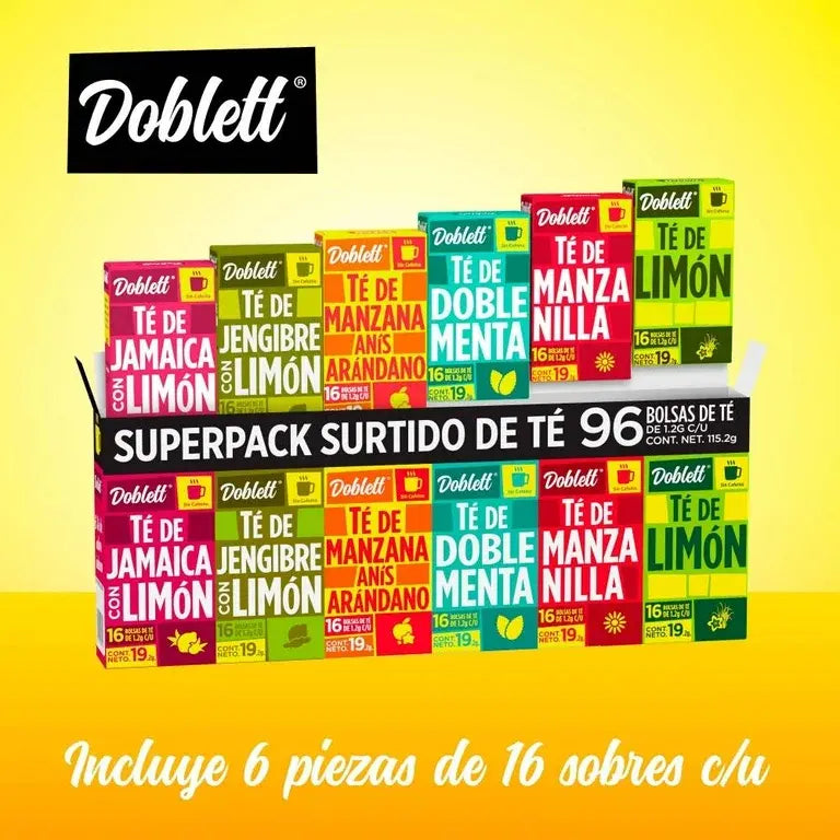 Té Surtido Doblett 96 unidades de 6 sabores Sin Cafeina