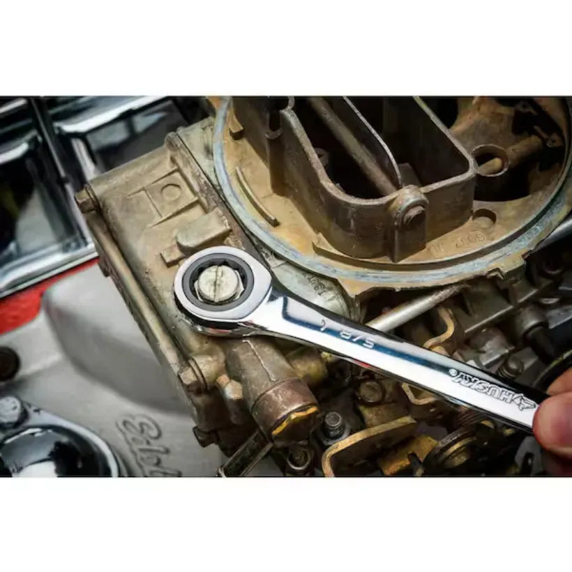 Juego de llaves combinadas Husky Ratcheting Sae de 7 piezas, aleación cromada