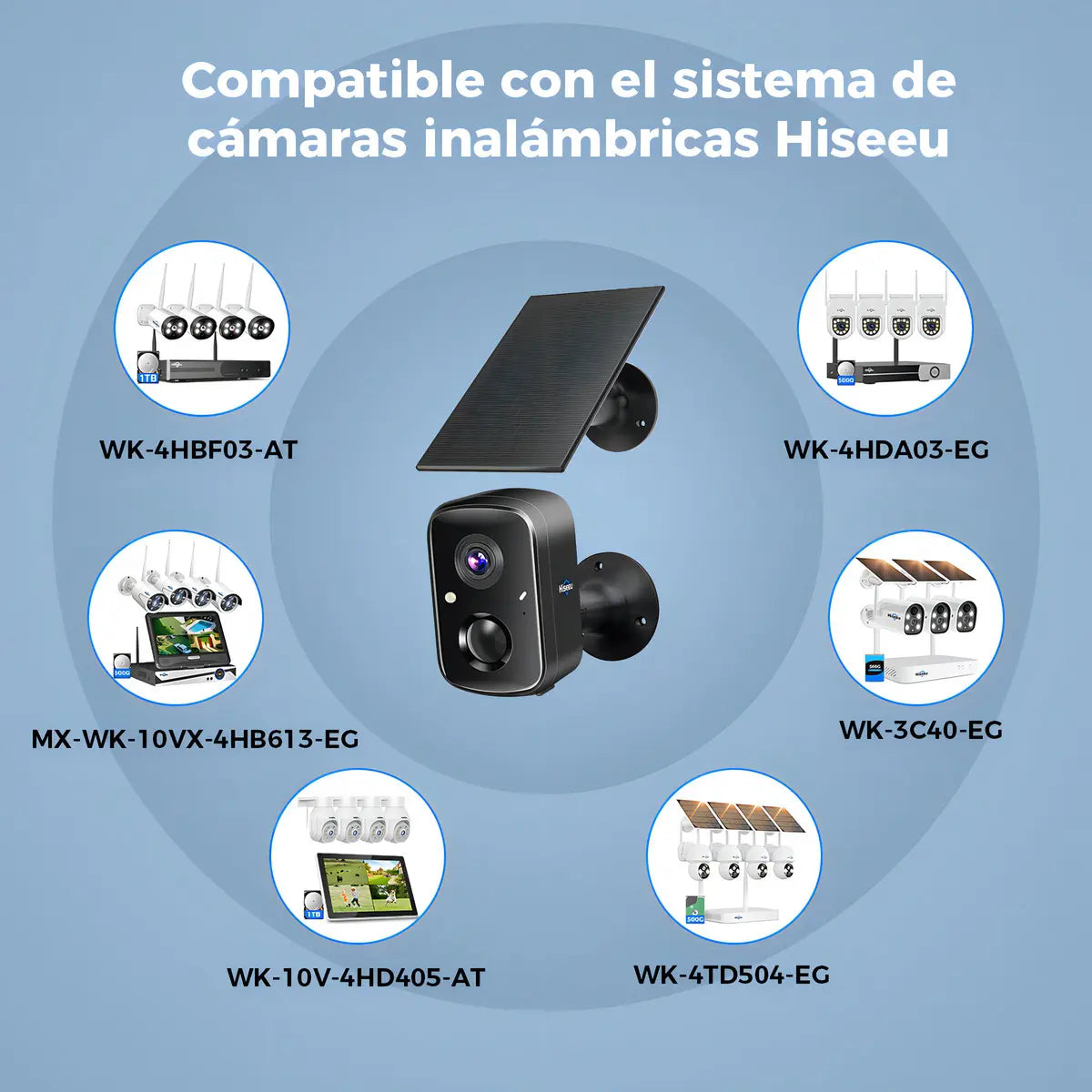 Hiseeu Cámara Solar De Seguridad 2.4G/5GWifi Exterior 4mp 2 Piezas Color Negro
