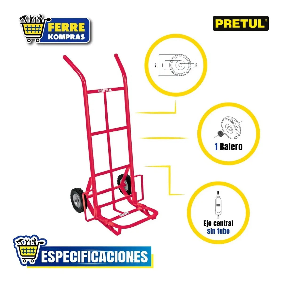 Diablo Carga 100kg Ruedas Sólidas Balero Sen. Fiero 44475