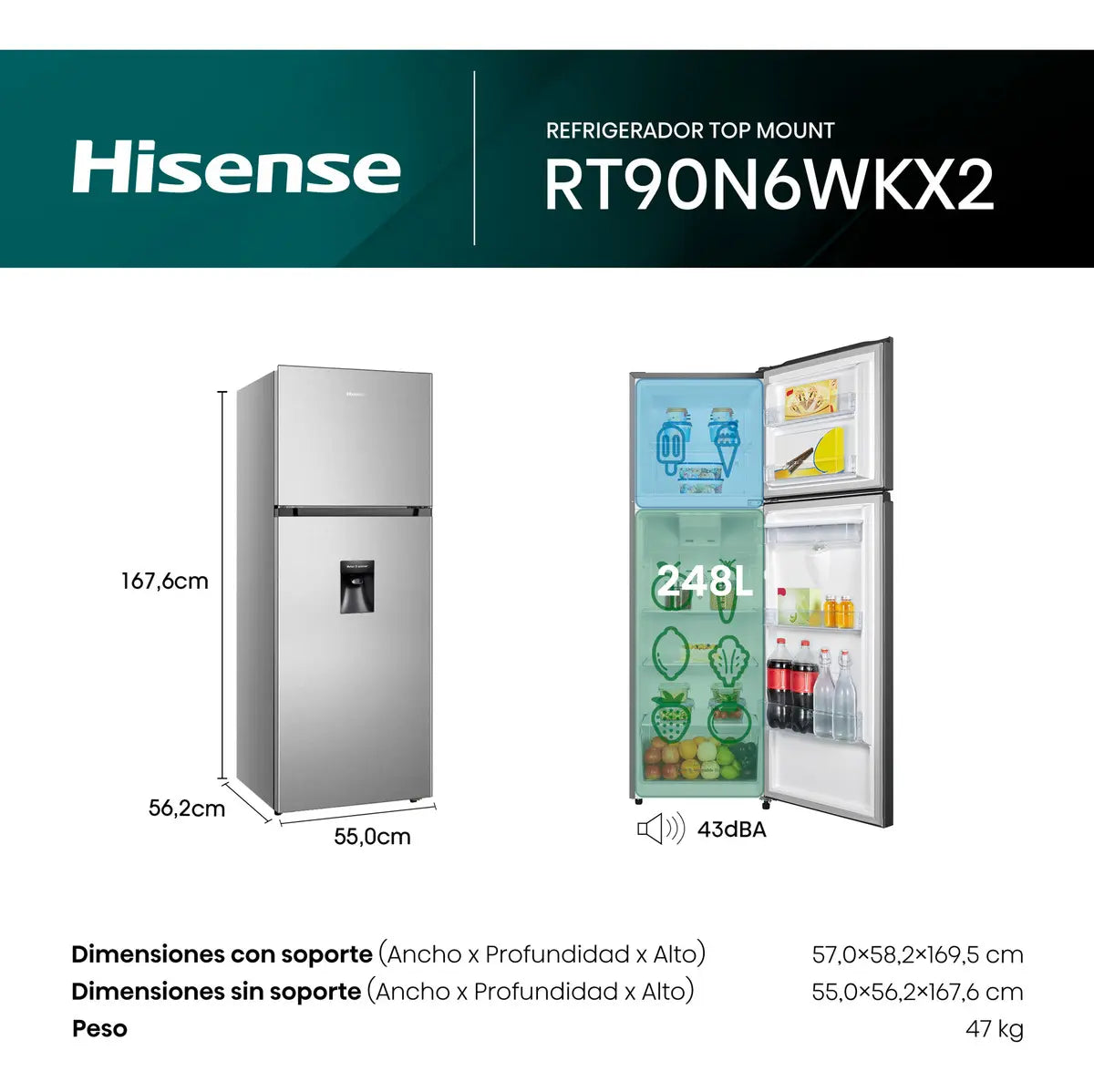 Refrigerador Hisense 8 Pies Rt90n6wkx2 Ort