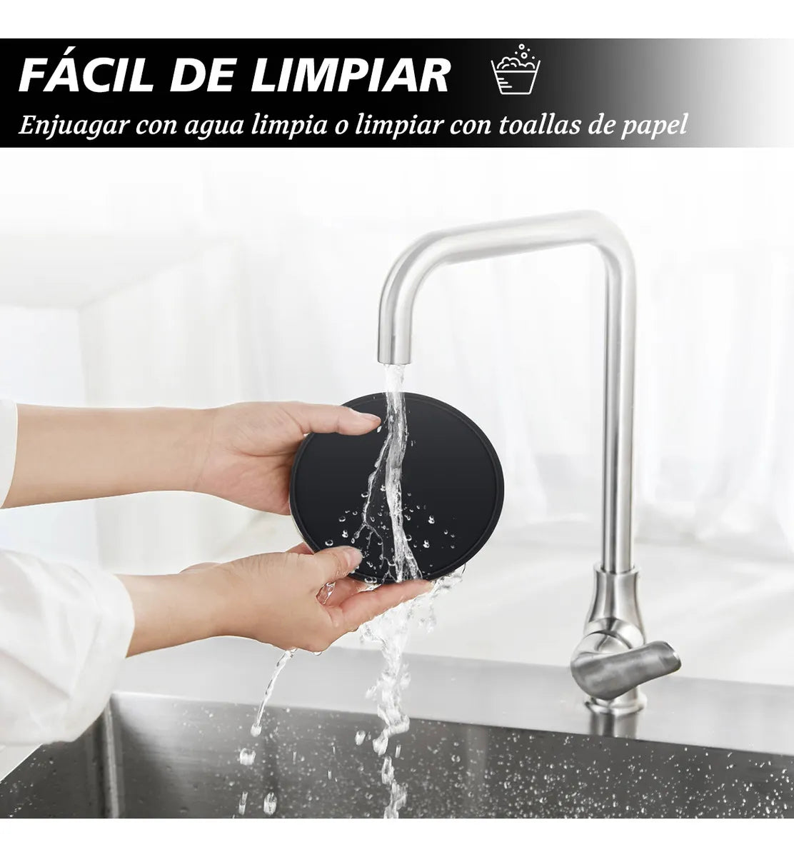 Vasos De Silicona Absorbente Extra Grandes De 10 Cm Con 6 Pu Color Negro