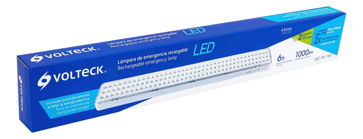 Lámpara De Emergencia De 1000 Lm Recargable, VOLTECK LAE-120 Color Blanco