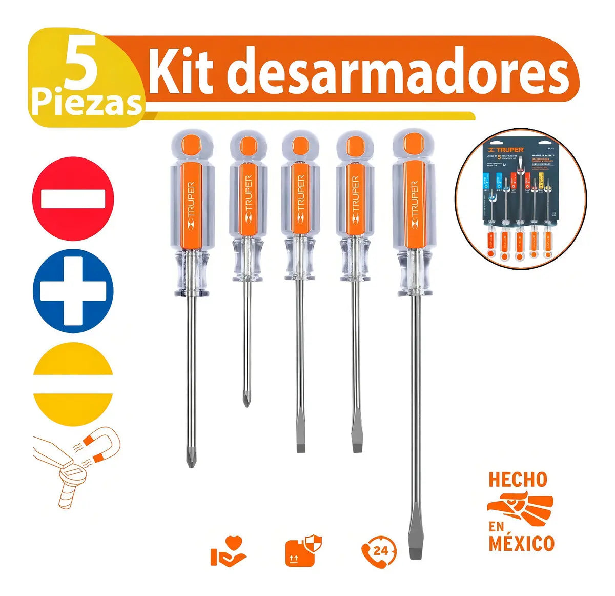 Juego Desarmadores 5 Pz Acetato Truper 14137