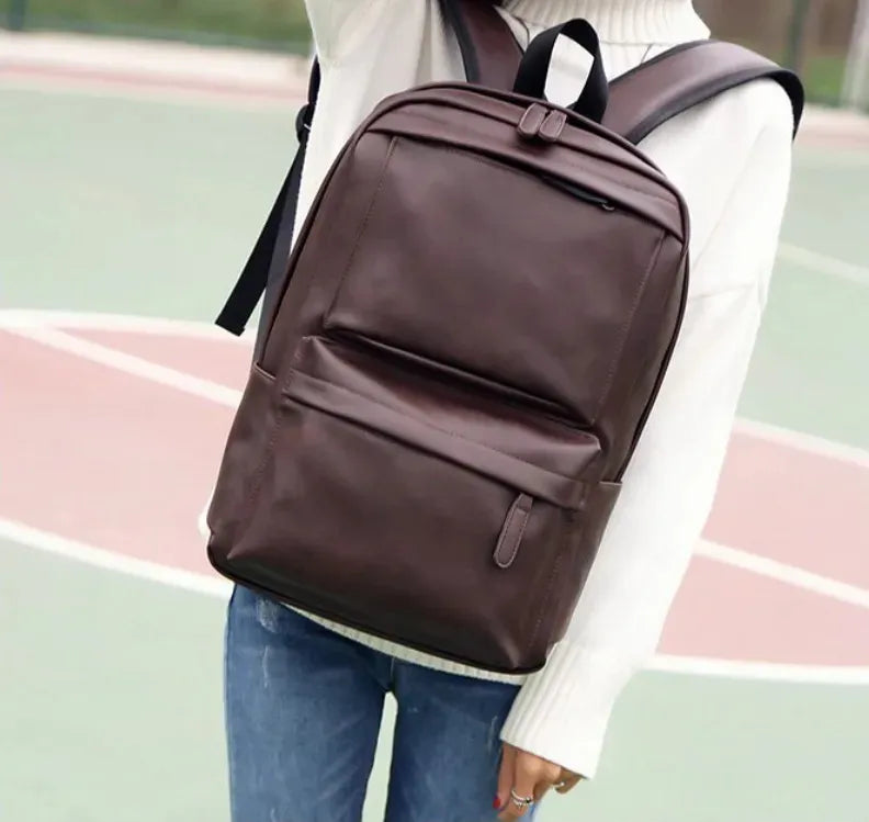 Mochila Para Laptop 15 Pulgadas Mochilas Para Mujer Hombres Impermeable Cuero Pu Retro Moda Casual Bolso De Viaje Escuel