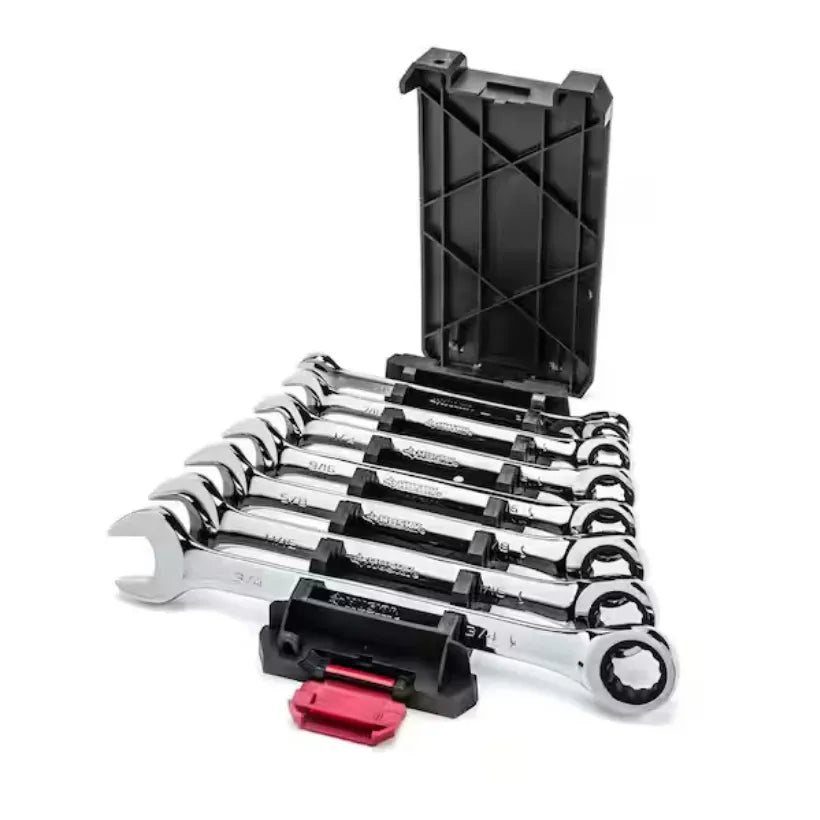 Juego de llaves combinadas Husky Ratcheting Sae de 7 piezas, aleación cromada