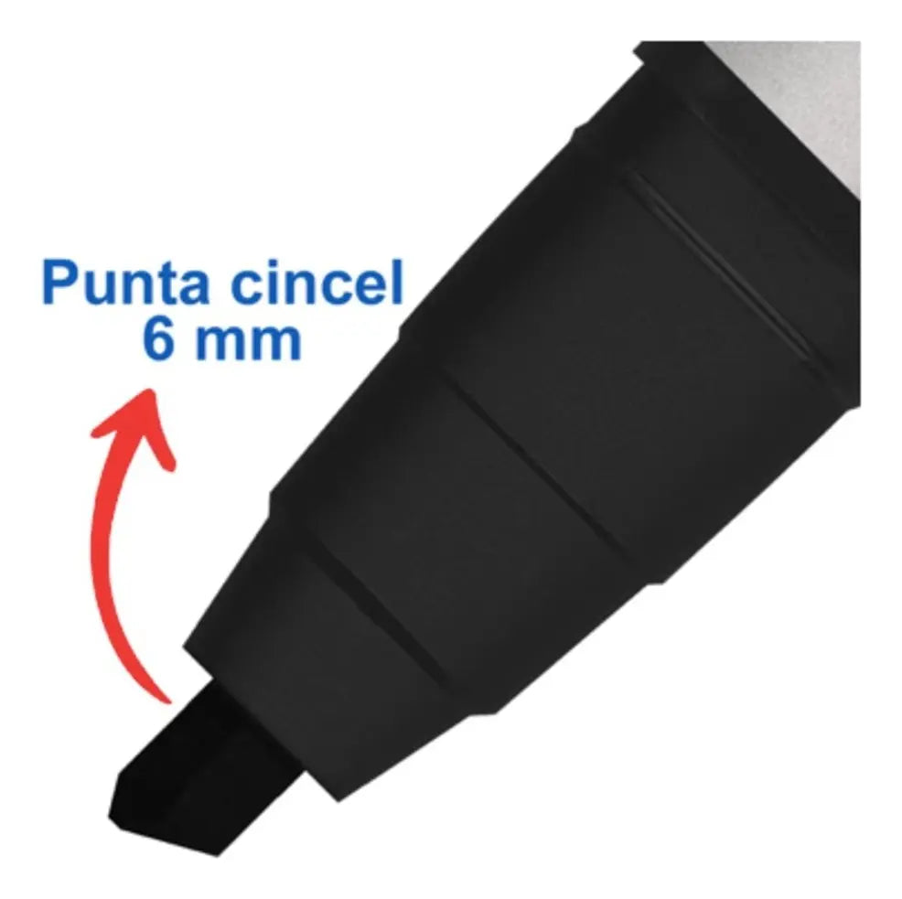 Marcador Permanente Azor Signal Negro 12 Piezas Cincel