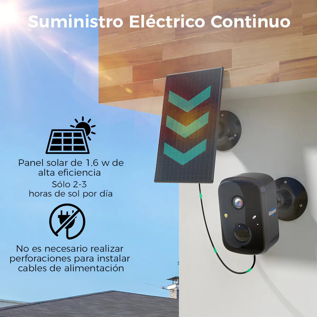 Hiseeu Cámara Solar De Seguridad 2.4G/5GWifi Exterior 4mp 2 Piezas Color Negro