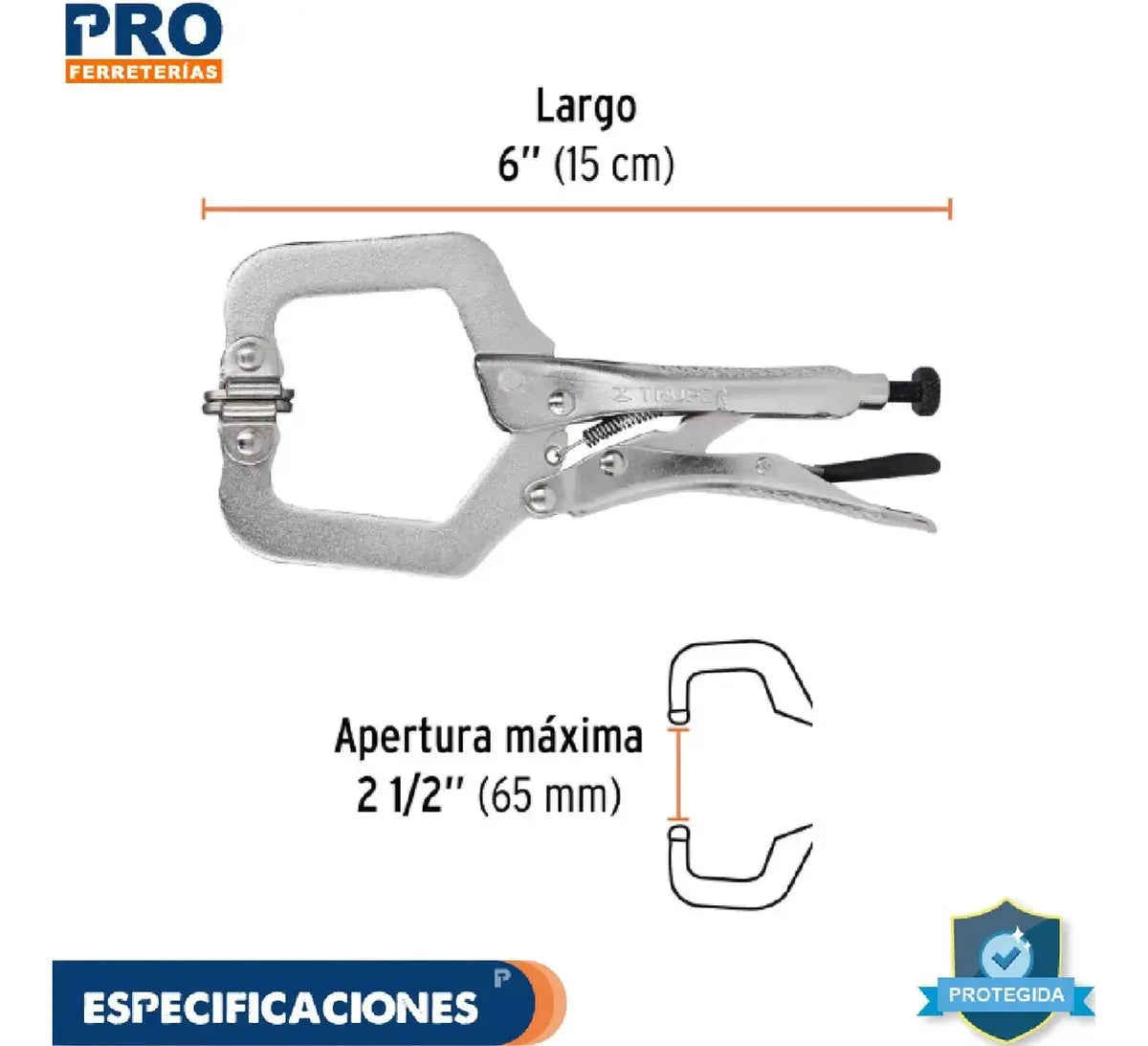 Pinzas Presion T. 'c' 6' Mordaza Ajustable Truper 17413