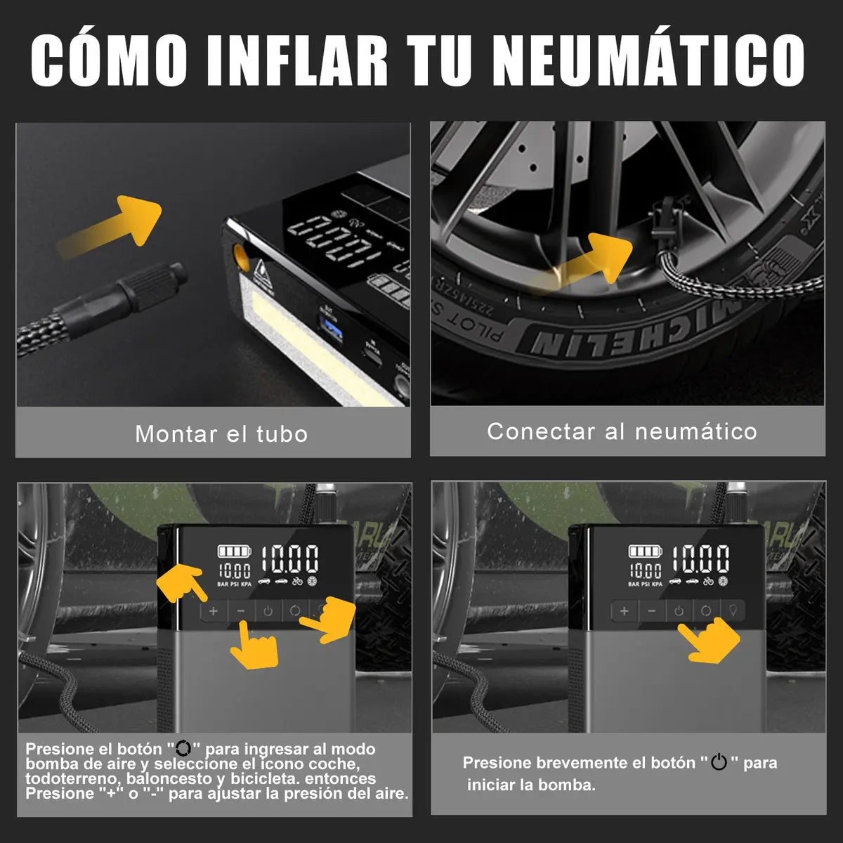 Arrancador de batería Vtoman X7 4250a con compresor inflador color gris