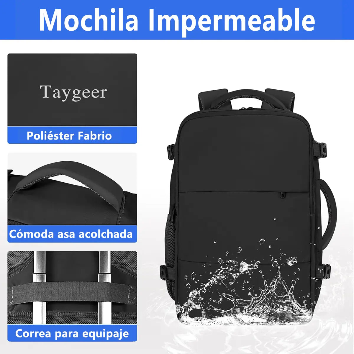 Mochila de Viaje Taygeer 1001 para Laptop de 15.6" con Puerto USB y 35 L Impermeable
