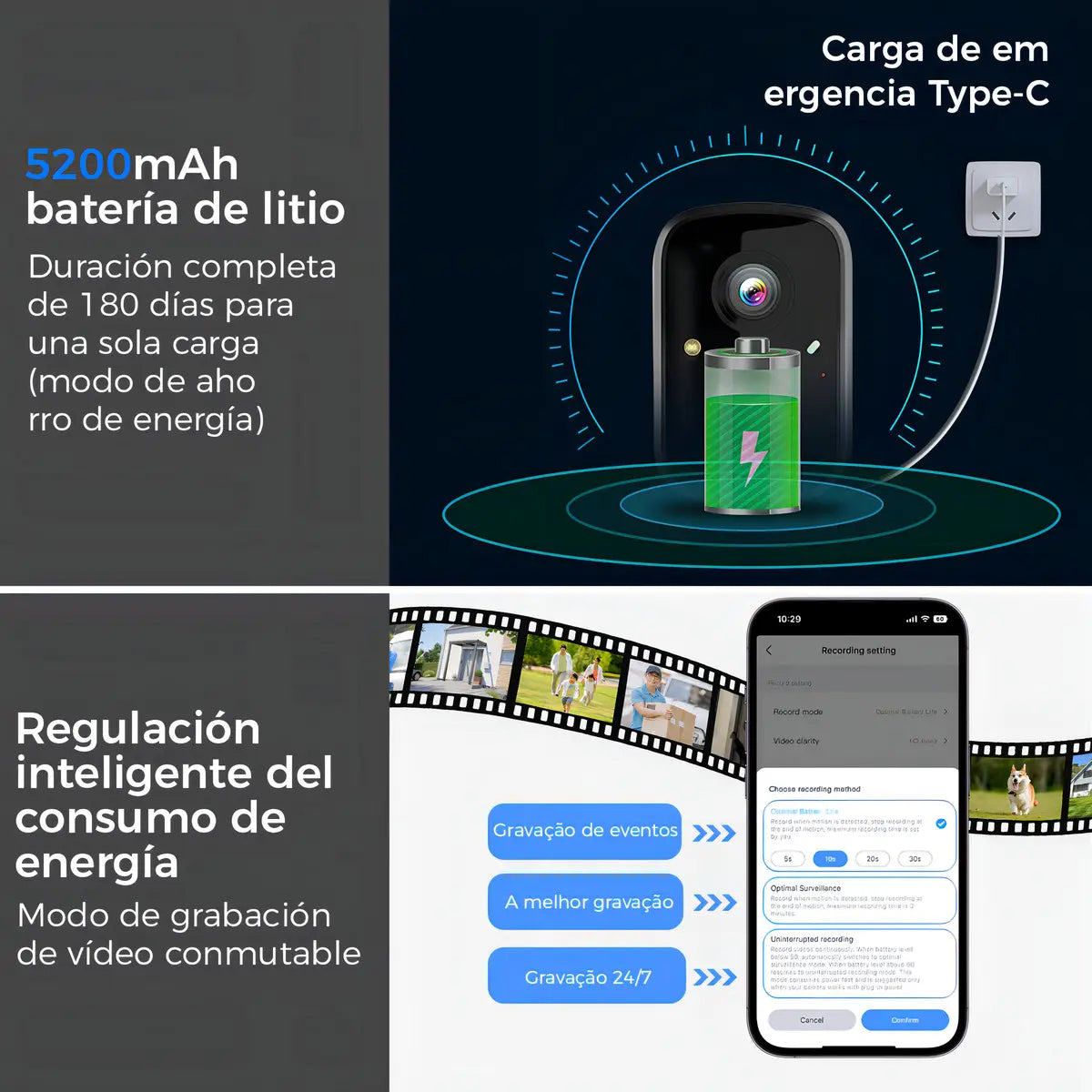 Hiseeu Cámara Solar De Seguridad 2.4G/5GWifi Exterior 4mp 2 Piezas Color Negro