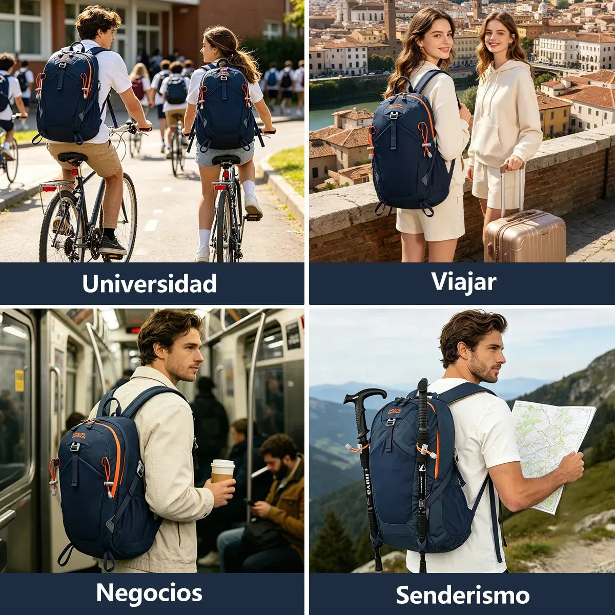 Mochila de Viaje ROYAL MOUNTAIN 30 L Impermeable con Compartimento para Laptop 15.6"