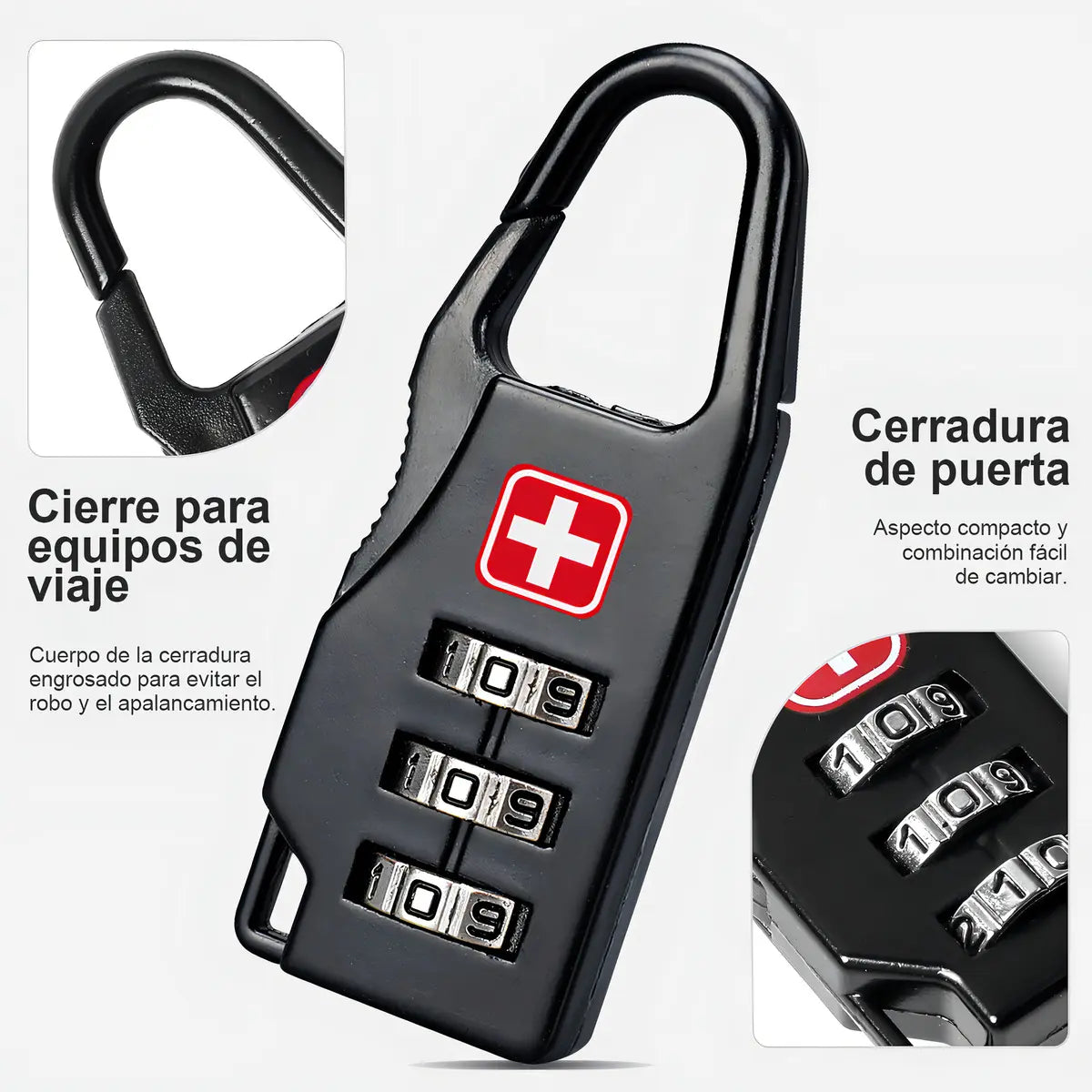 14 Pzs Candados Combinación Aleación Zinc Candado De Seguridad De Aleación De Zinc 3 Dígitos Para Mochilas Maletas Negro