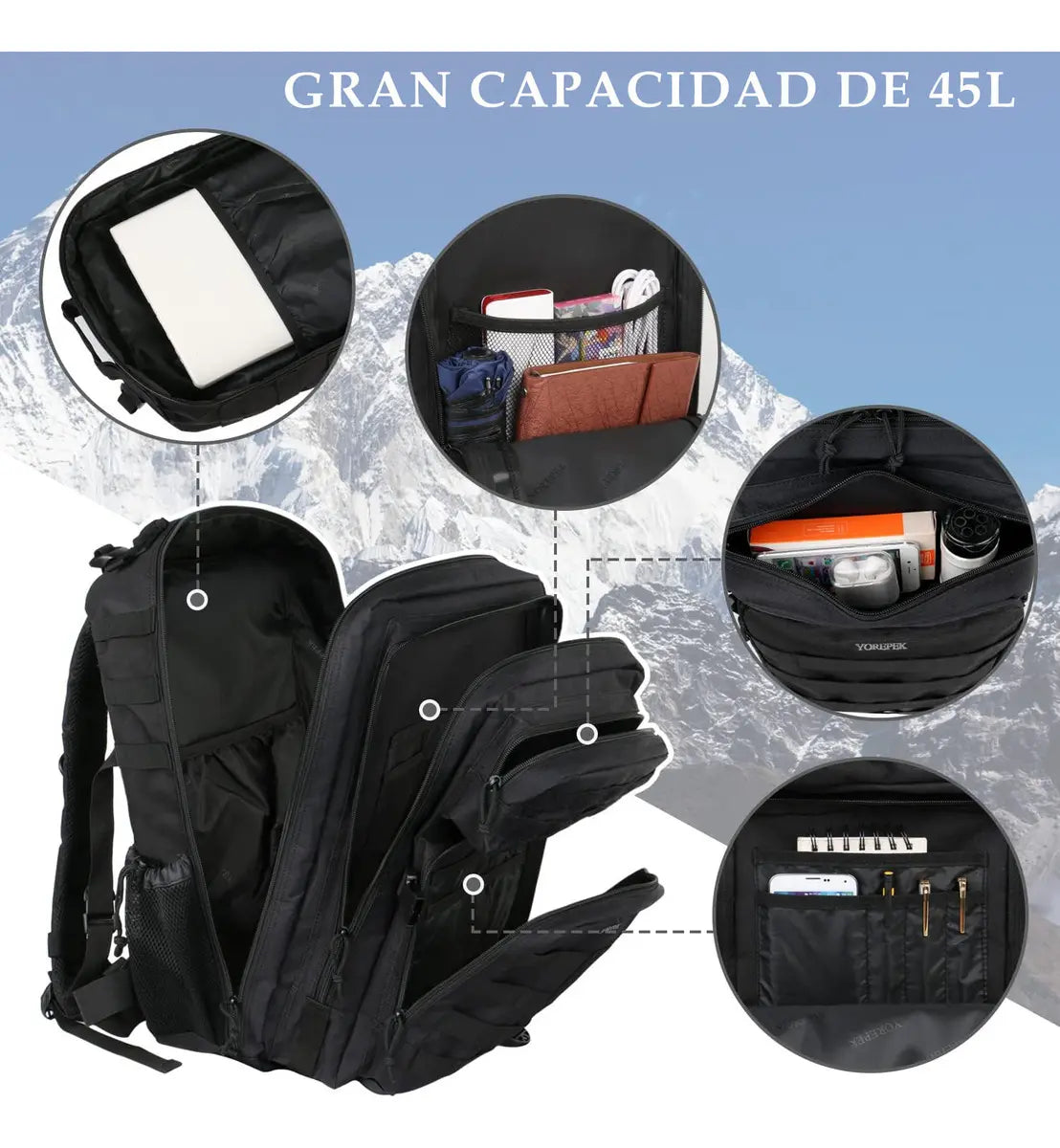 Mochilas Para Camping Mochila Táctica Mochila Para Laptop 17.3 Pulgadas De Viaje Impermeable Multifuncional Para Exterio