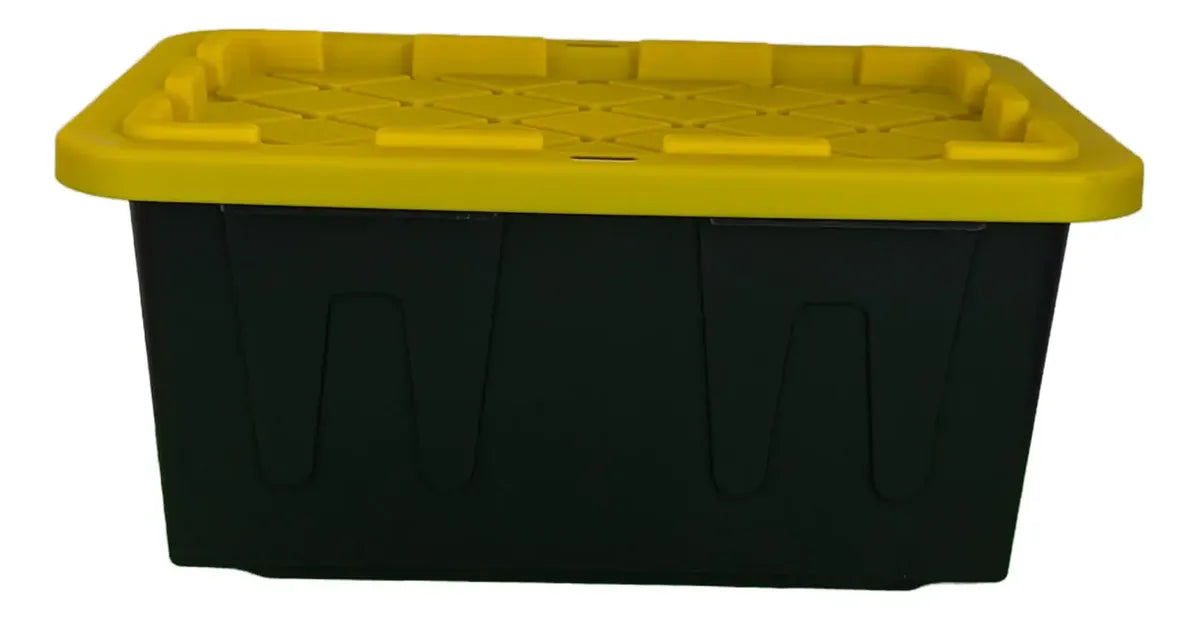 Caja De Plastico Negra Tapa Amarilla 42 Litros Uso Rudo 11ga