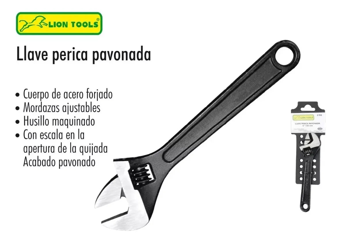 Llave Perica Ajustable 12 Pulgadas Pavonada Lion Tools Acero