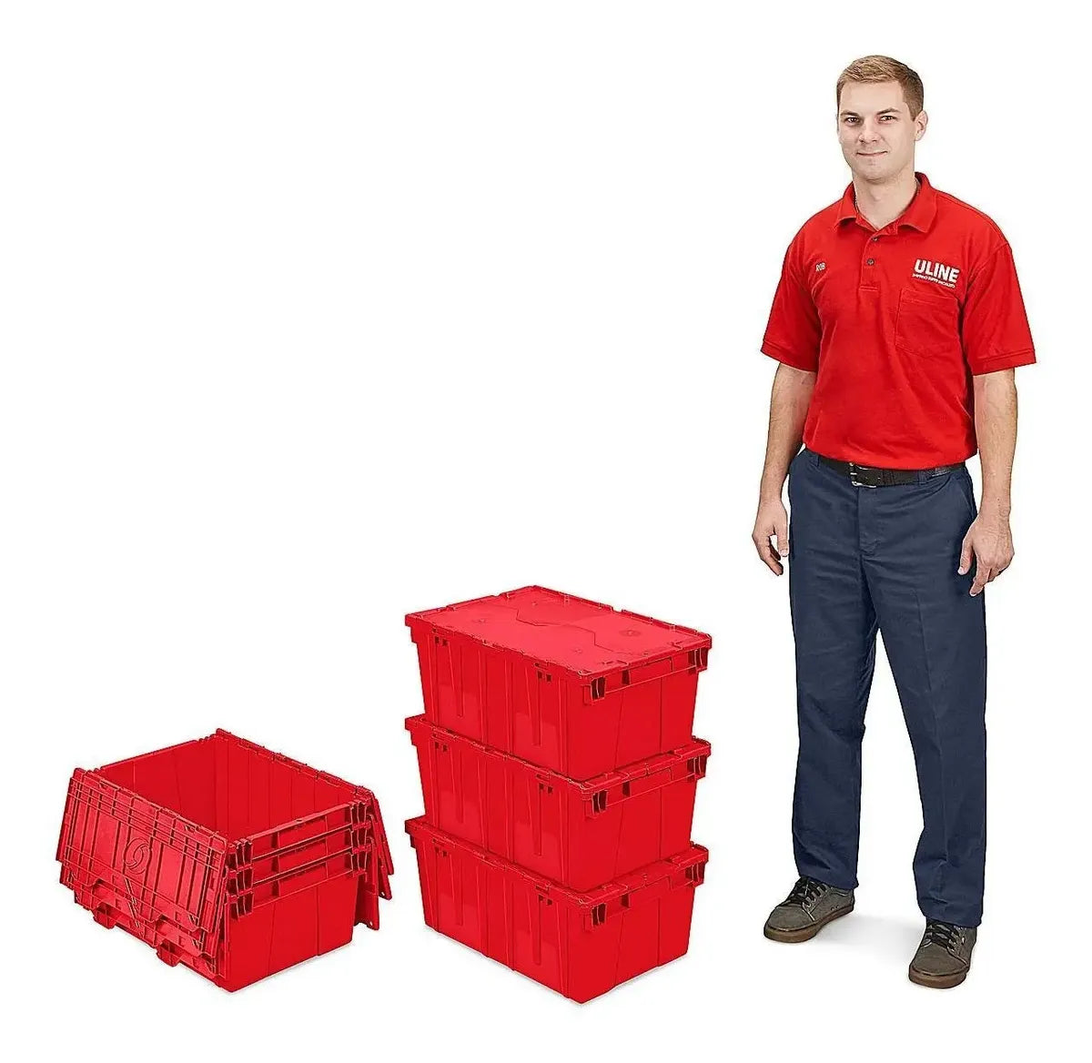 Contenedores Plásticos De Almacen - 51x36x21cm, Rojo - 3/paq