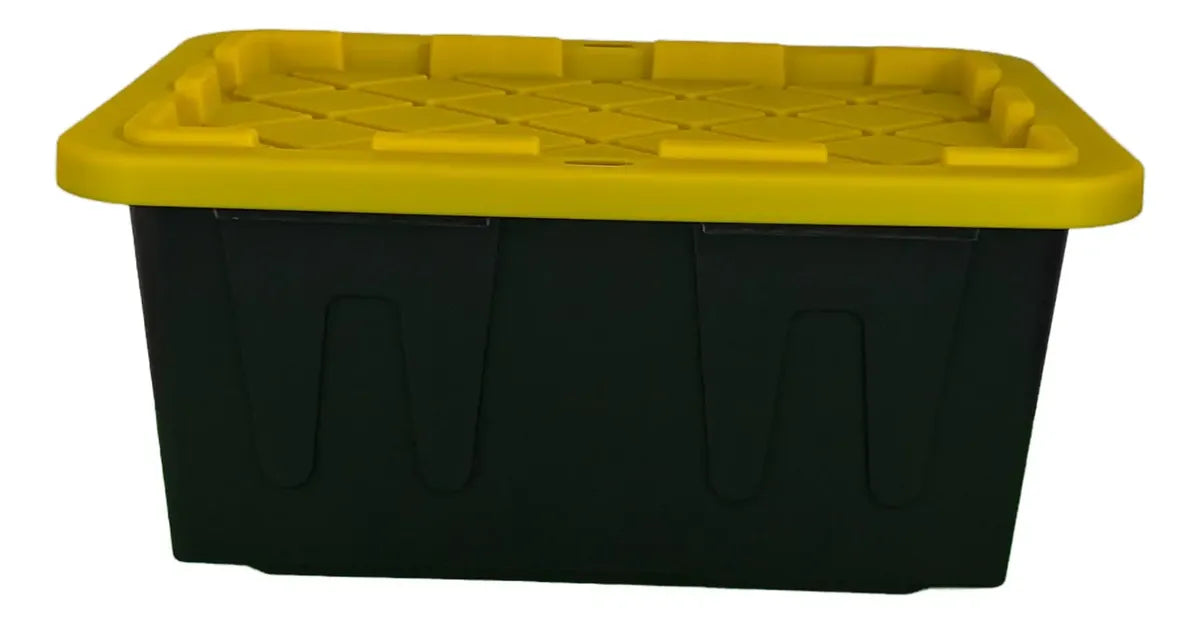 Caja De Plastico Negra Tapa Amarilla 42 Litros Uso Rudo 11ga