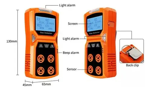 Explosímetro Detector 4 Gases O2 H2s Co Lel Calibrado Adks4 Naranja