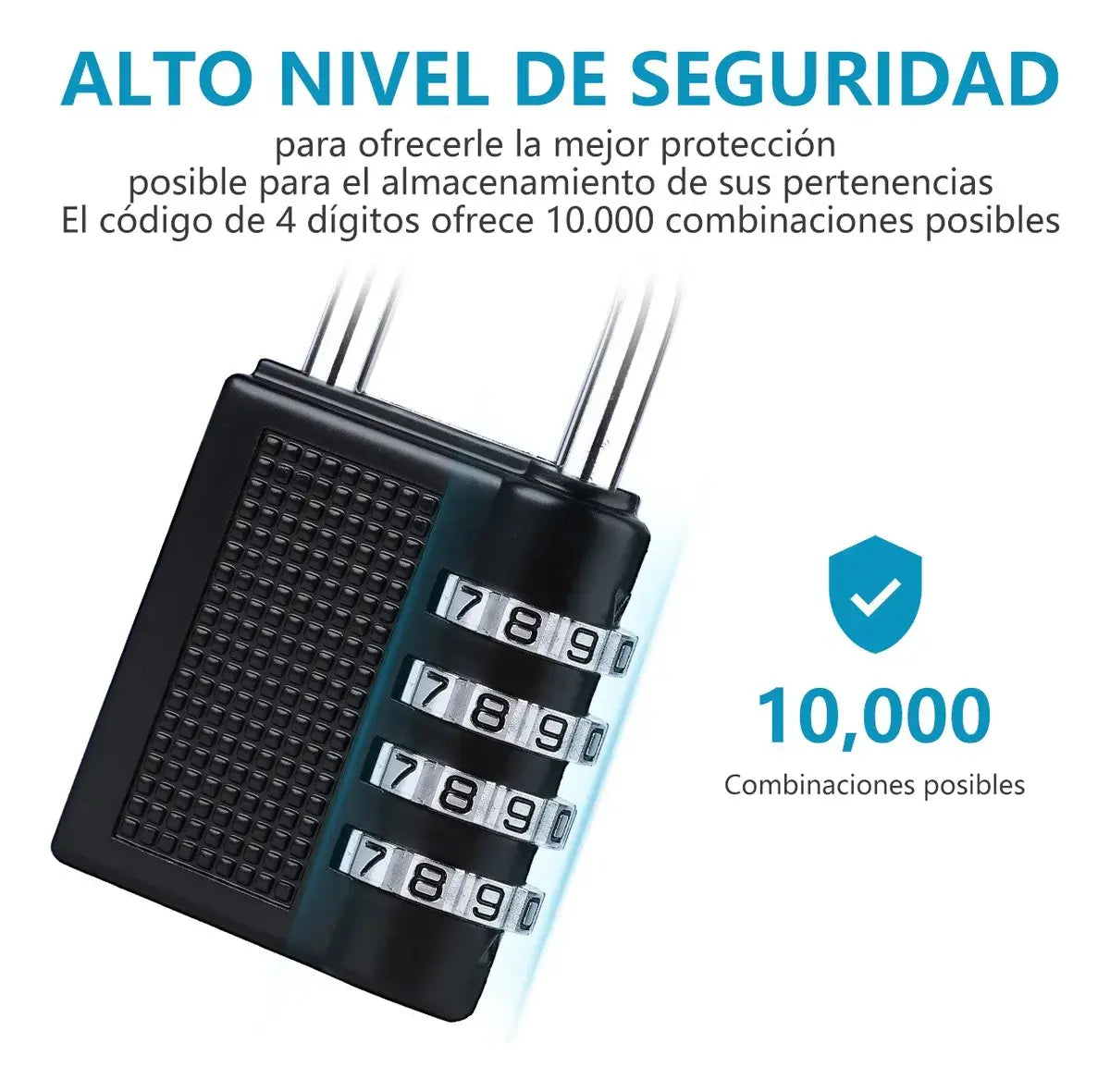 Candado De Combinación De 3 Piezas Con Seguridad De 4dígitos