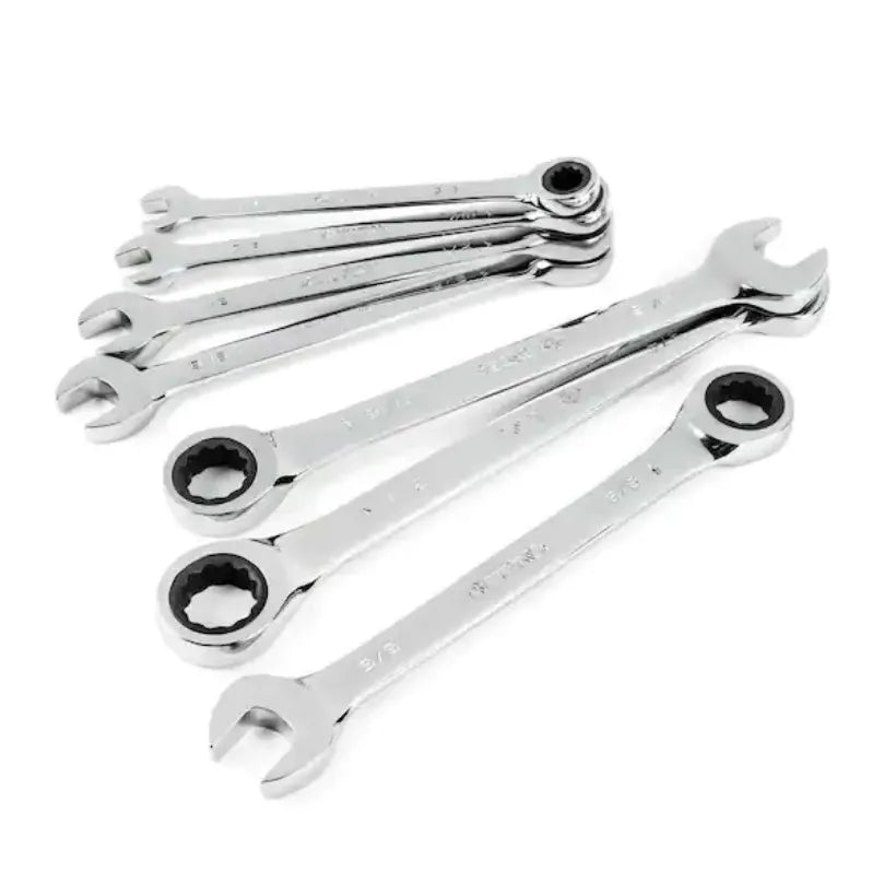 Juego de llaves combinadas Husky Ratcheting Sae de 7 piezas, aleación cromada