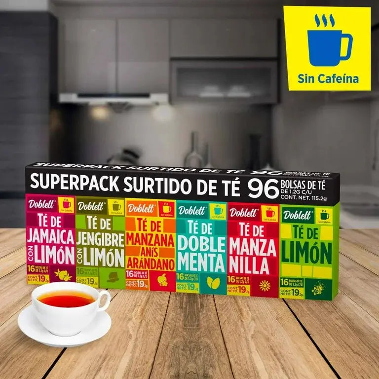 Té Surtido Doblett 96 unidades de 6 sabores Sin Cafeina