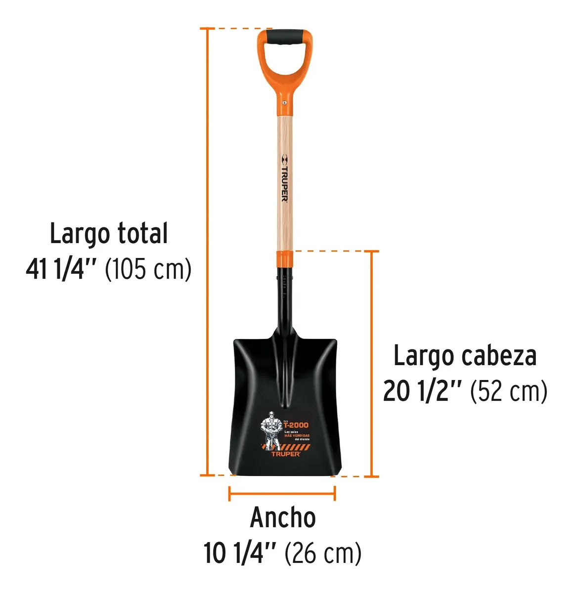 Pala Cuadrada Modelo Español Construccion Uso Rudo 105 Cm