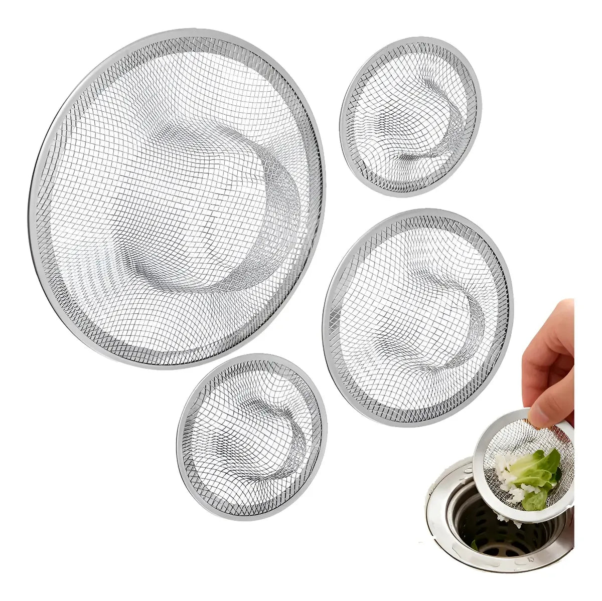 Coladeras Malla 4 Piezas Baño Fregadero Acero Inoxidable